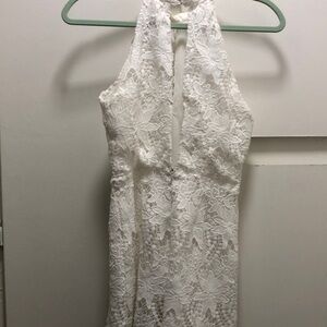 Cream Lace Halter Romper